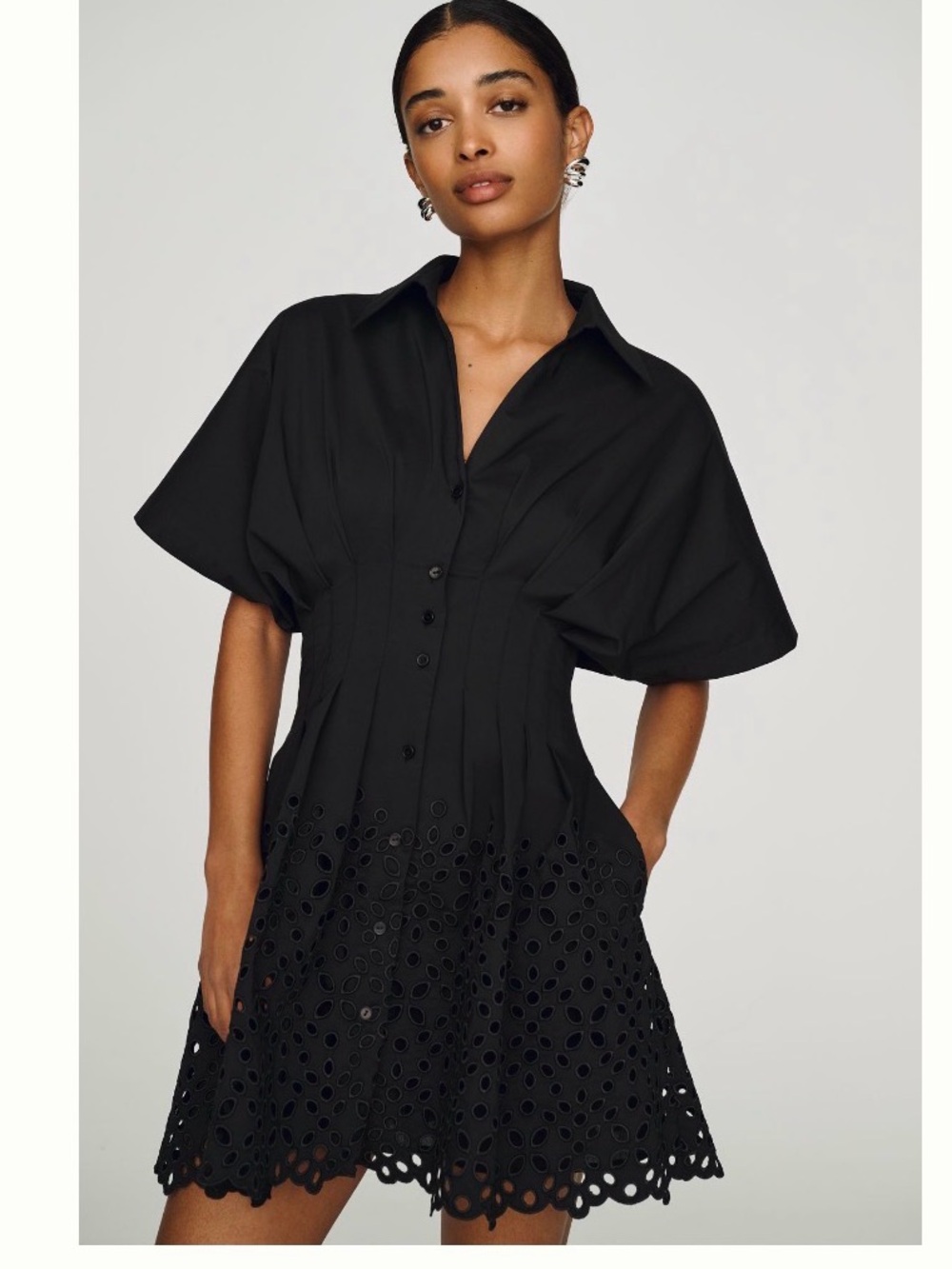 TOBIE EYELET HEM MINI SHIRTDRESS BY EXQUISE